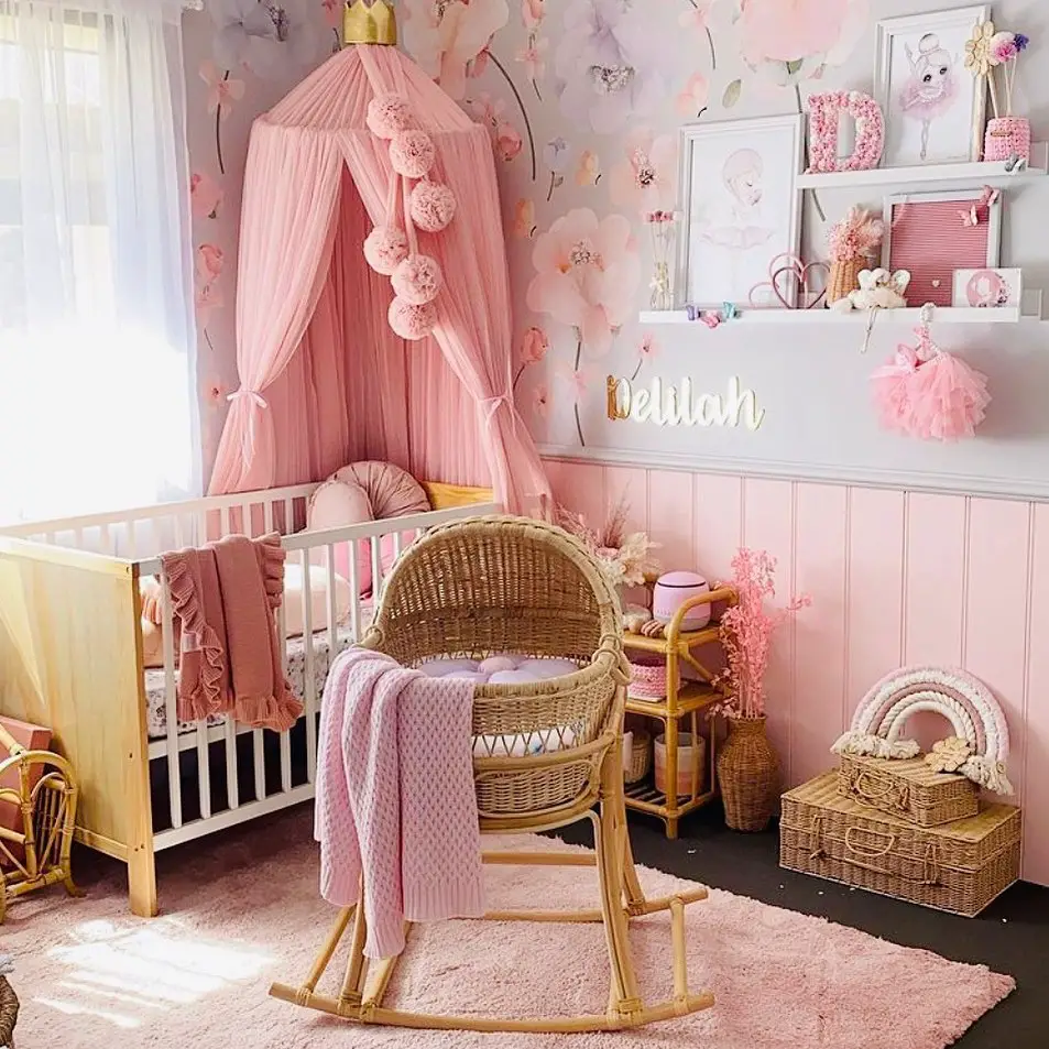 pink baby girl nursery room