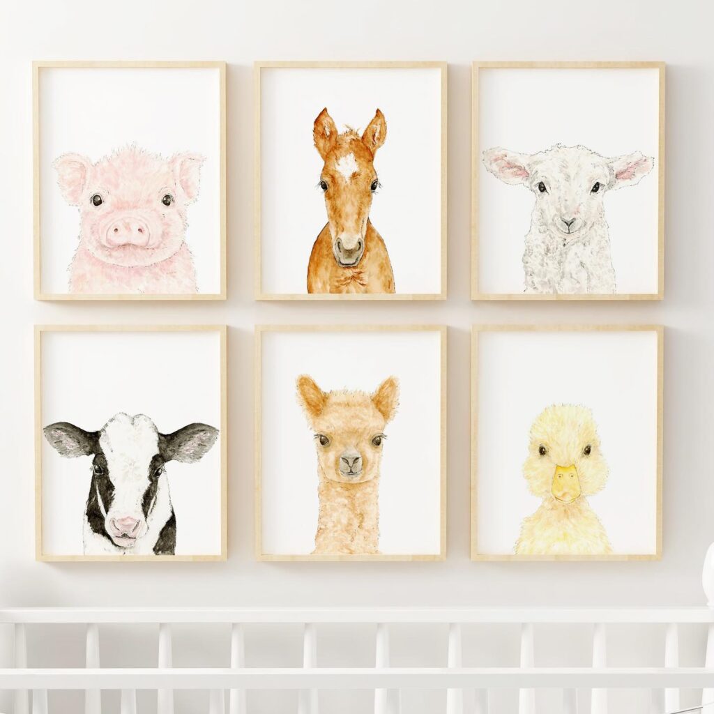 farm animals nursery wall art